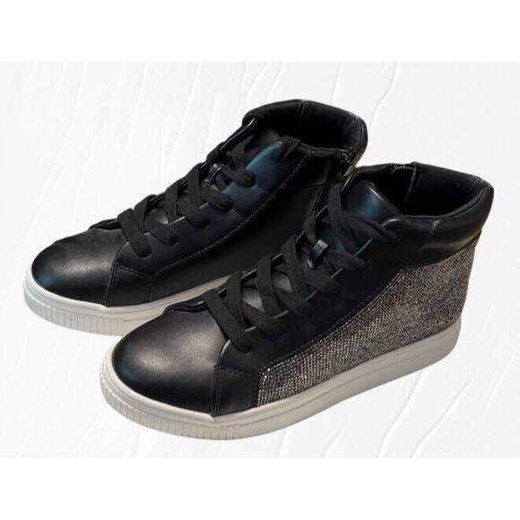 Steve Madden J Sliceey Black & Silver Rhinestone Sneakers, Girls Size 5 - Picture 1 of 7